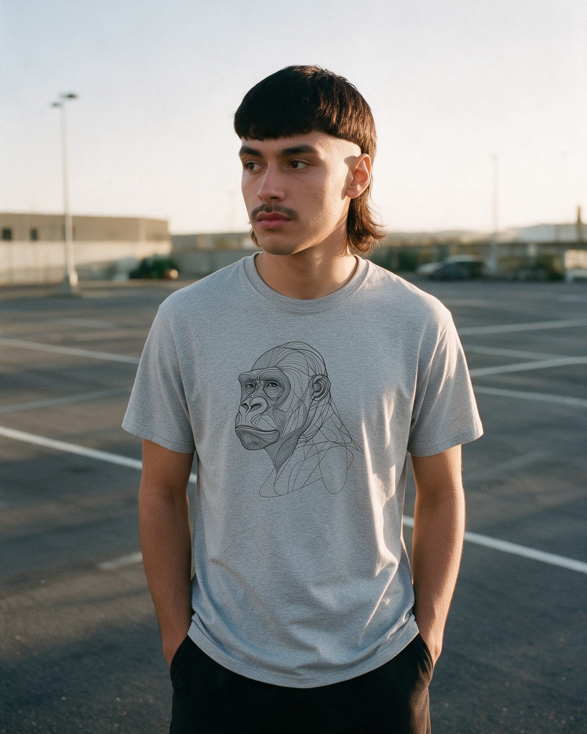Silent Giant T-Shirt in Sport Grey worn on the street — Urban Kong