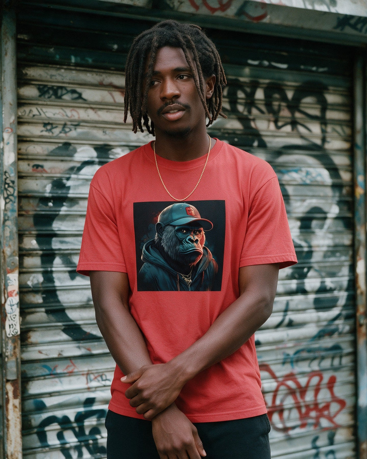 Smooth Kong T-Shirt in Red worn on the street — Urban Kong