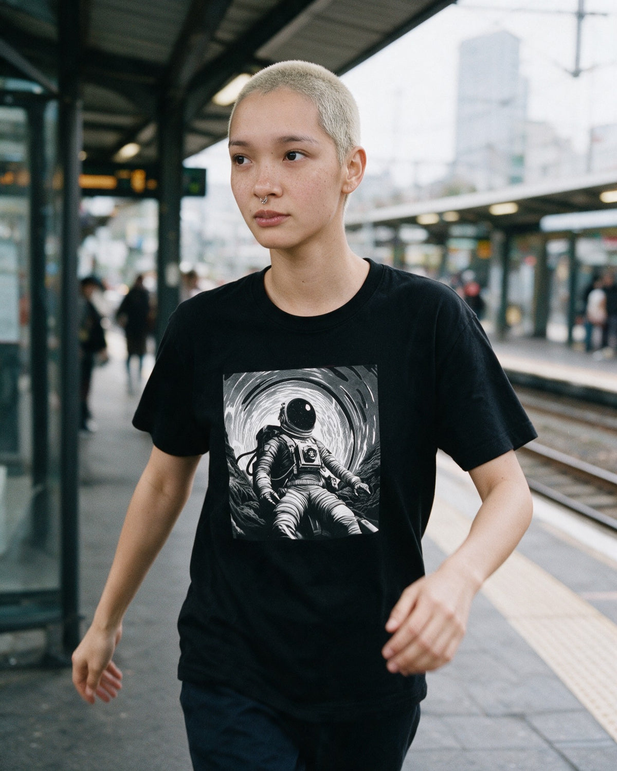 Starlight Explorer T-Shirt worn on the street — Urban Kong