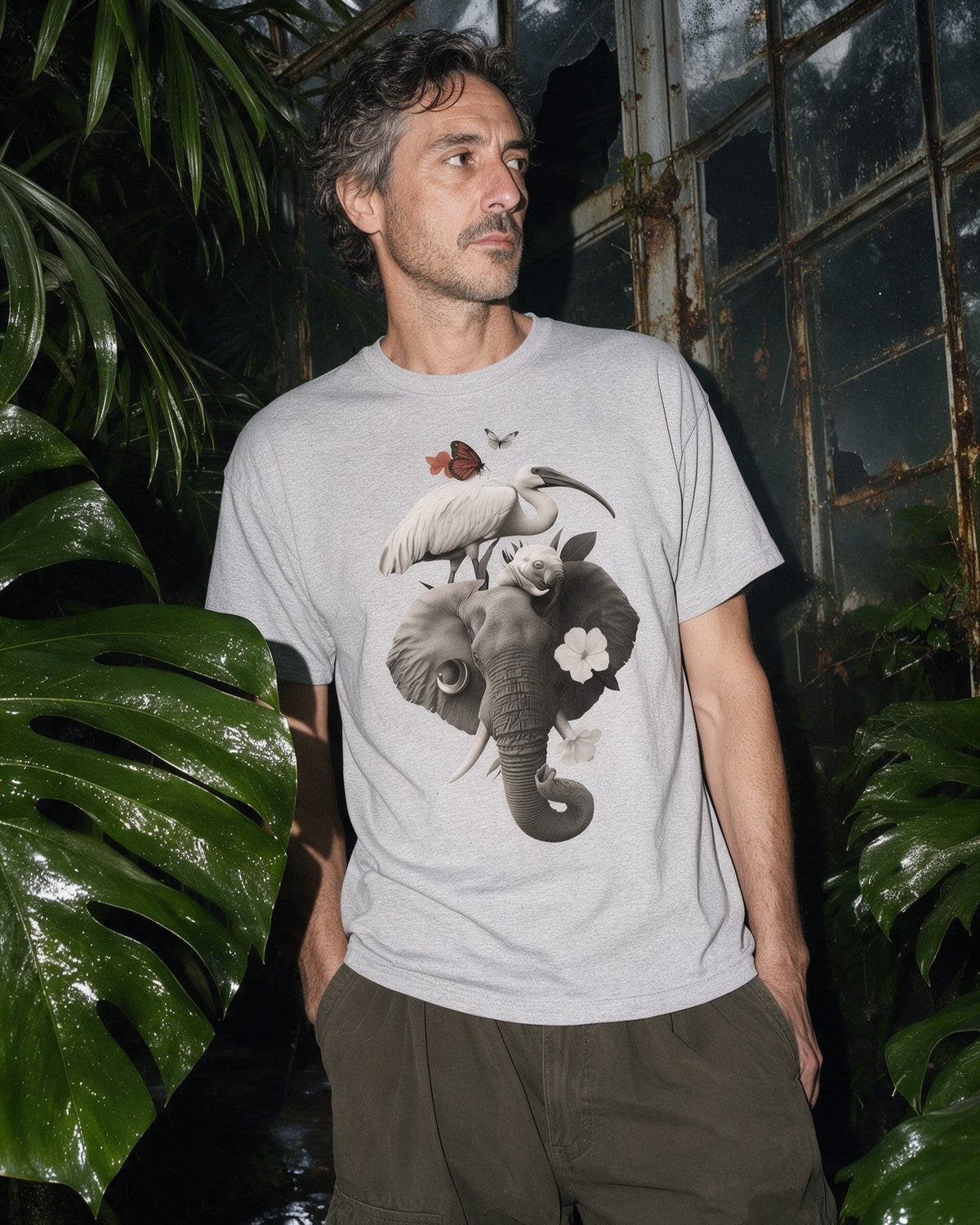 Strange Safari T-Shirt in Sport Grey worn on the street — Urban Kong