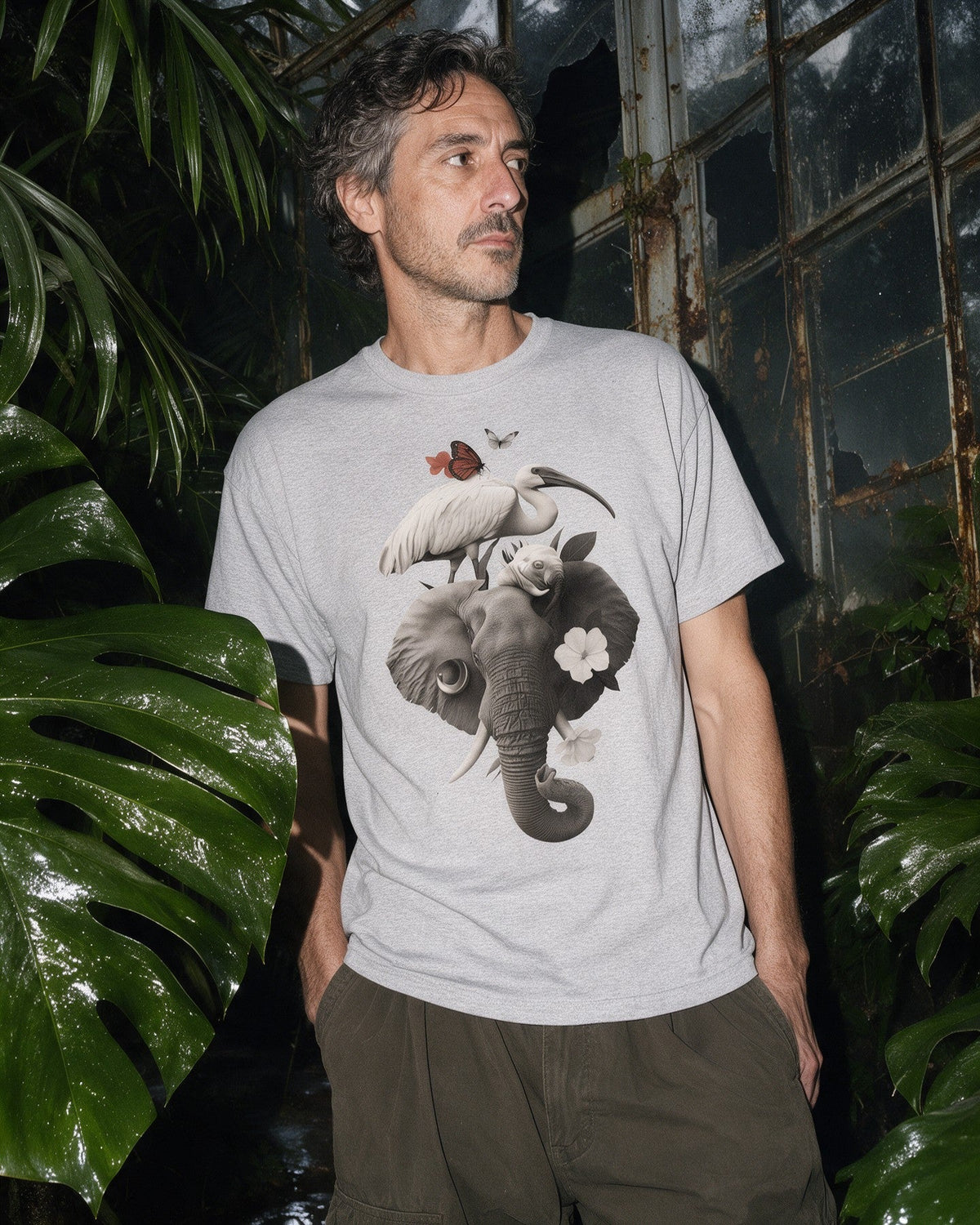 Strange Safari T-Shirt in Sport Grey worn on the street — Urban Kong