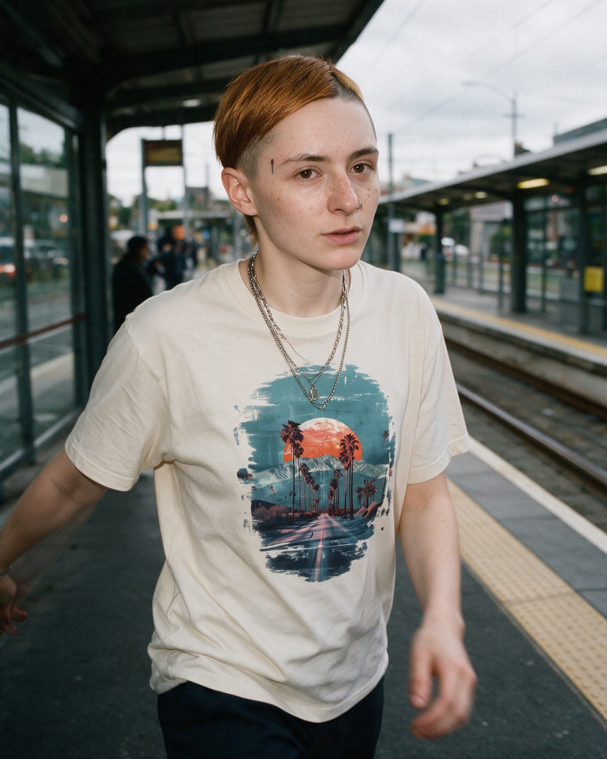 Sunset Boulevard T-Shirt worn on the street — Urban Kong