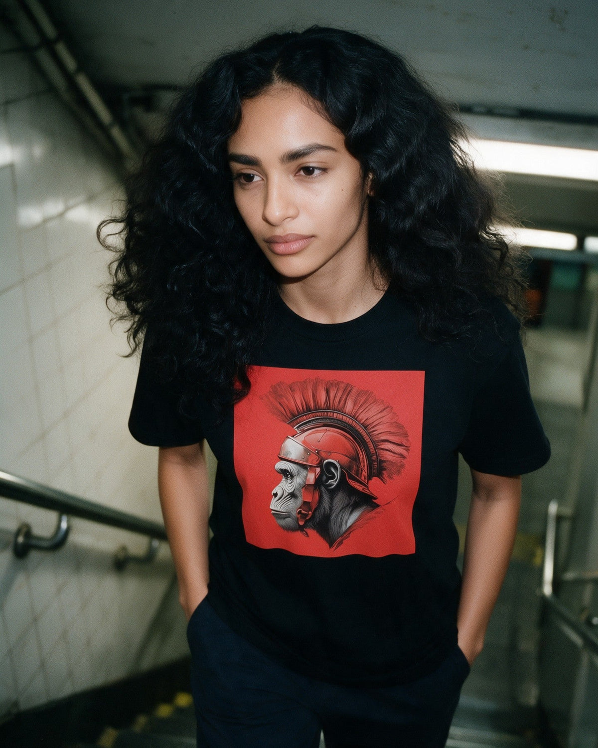 The Founder T-Shirt in Black worn on the street — Urban Kong