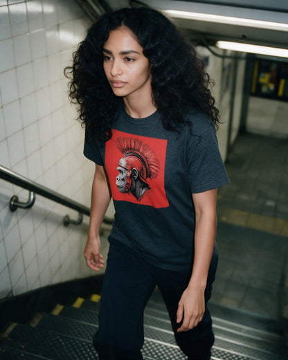 The Founder T-Shirt in Dark Heather worn on the street — Urban Kong
