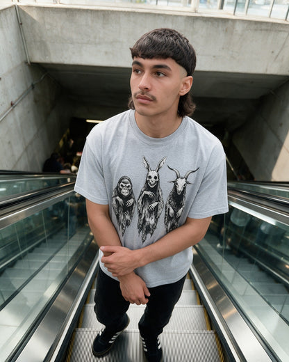 Three Spirits T-Shirt in Sport Grey worn on the street — Urban Kong