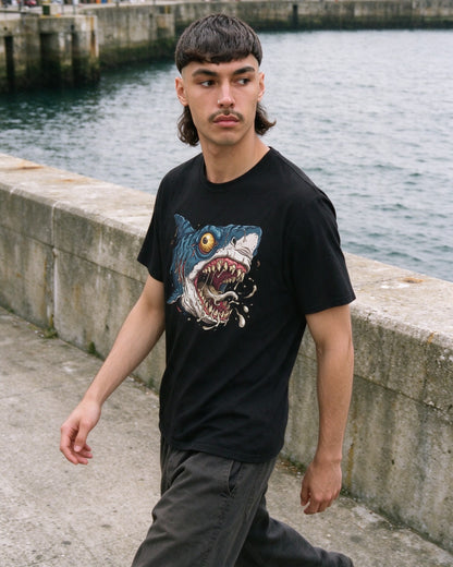 Psycho Shark T-Shirt worn on the street — Urban Kong