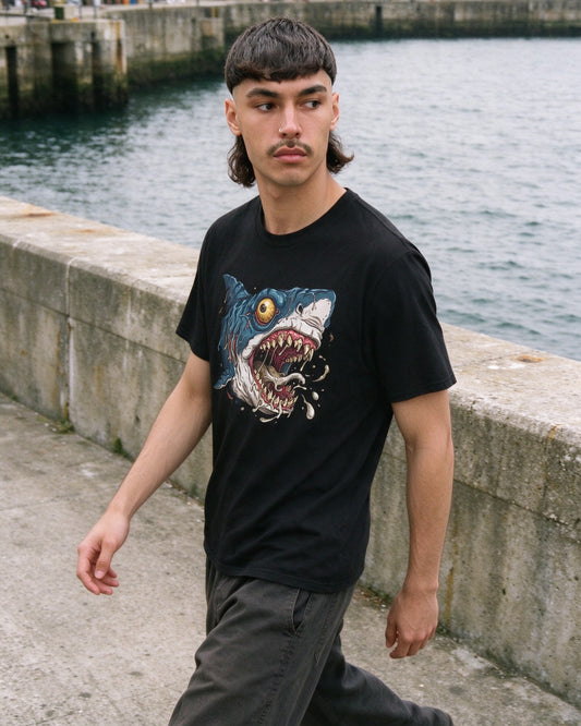Psycho Shark T-Shirt worn on the street — Urban Kong