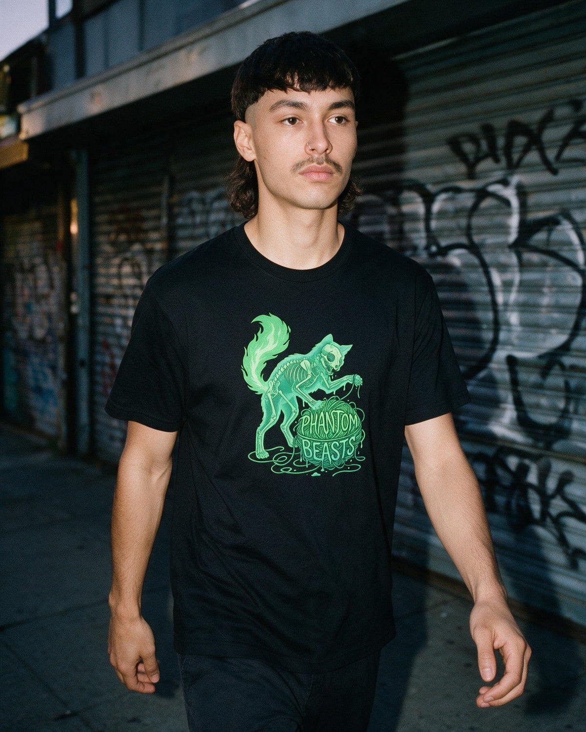 Phantom Cat T-Shirt worn on the street — Urban Kong