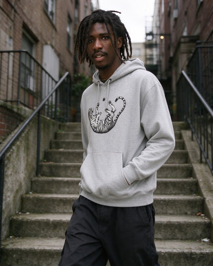 Falling Tiger Hoodie worn on the street — Urban Kong