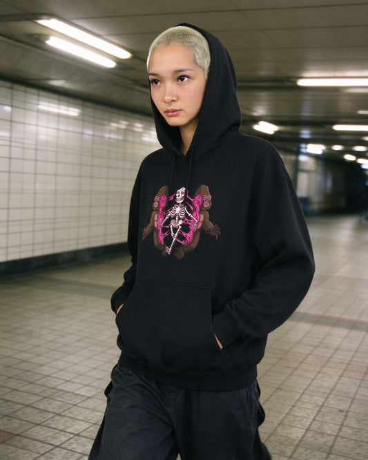 Kong Anatomy Hoodie worn on the street — Urban Kong