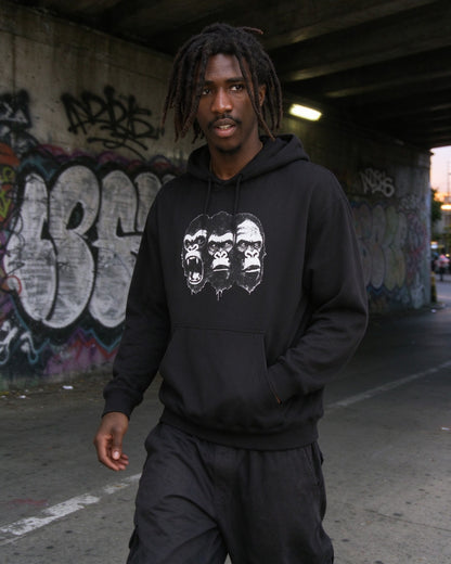 Kong Trinity Hoodie worn on the street — Urban Kong