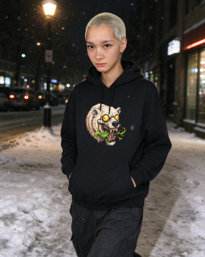 Psycho Polar Bear Hoodie worn on the street — Urban Kong