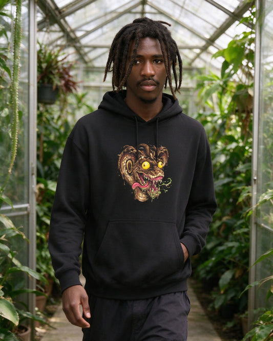 Psycho Snake Hoodie worn on the street — Urban Kong
