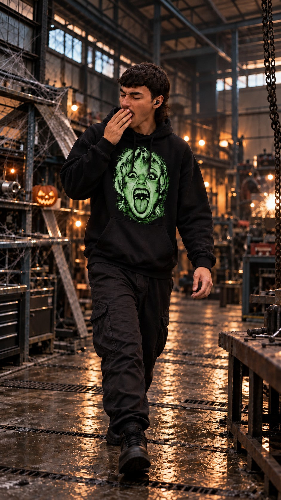Green Scream T-Shirt worn on the street — Urban Kong