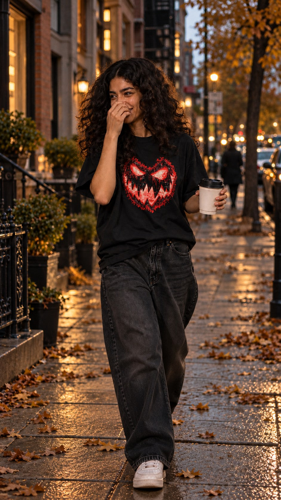 Red Pumpkin T-Shirt worn on the street — Urban Kong