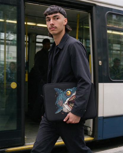 Psycho Shark Laptop Sleeve in use — Urban Kong