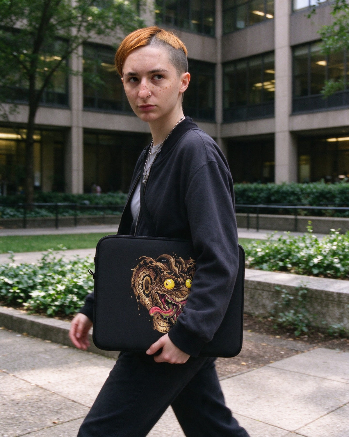 Psycho Snake Laptop Sleeve in use — Urban Kong