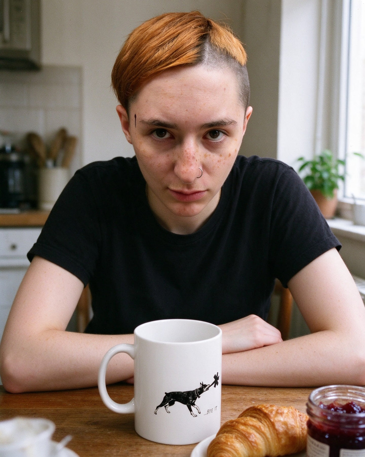 Dober Bite Mug worn on the street — Urban Kong