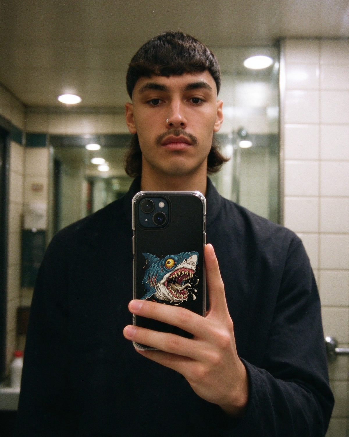Psycho Shark Phone Case in use — Urban Kong