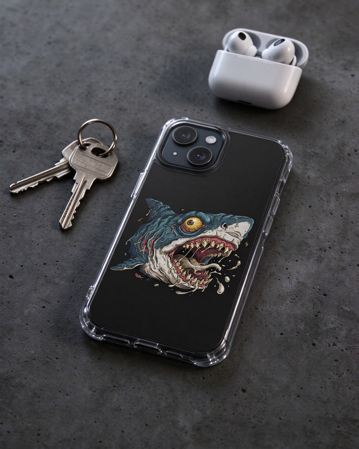 Psycho Shark Phone Case still life — Urban Kong