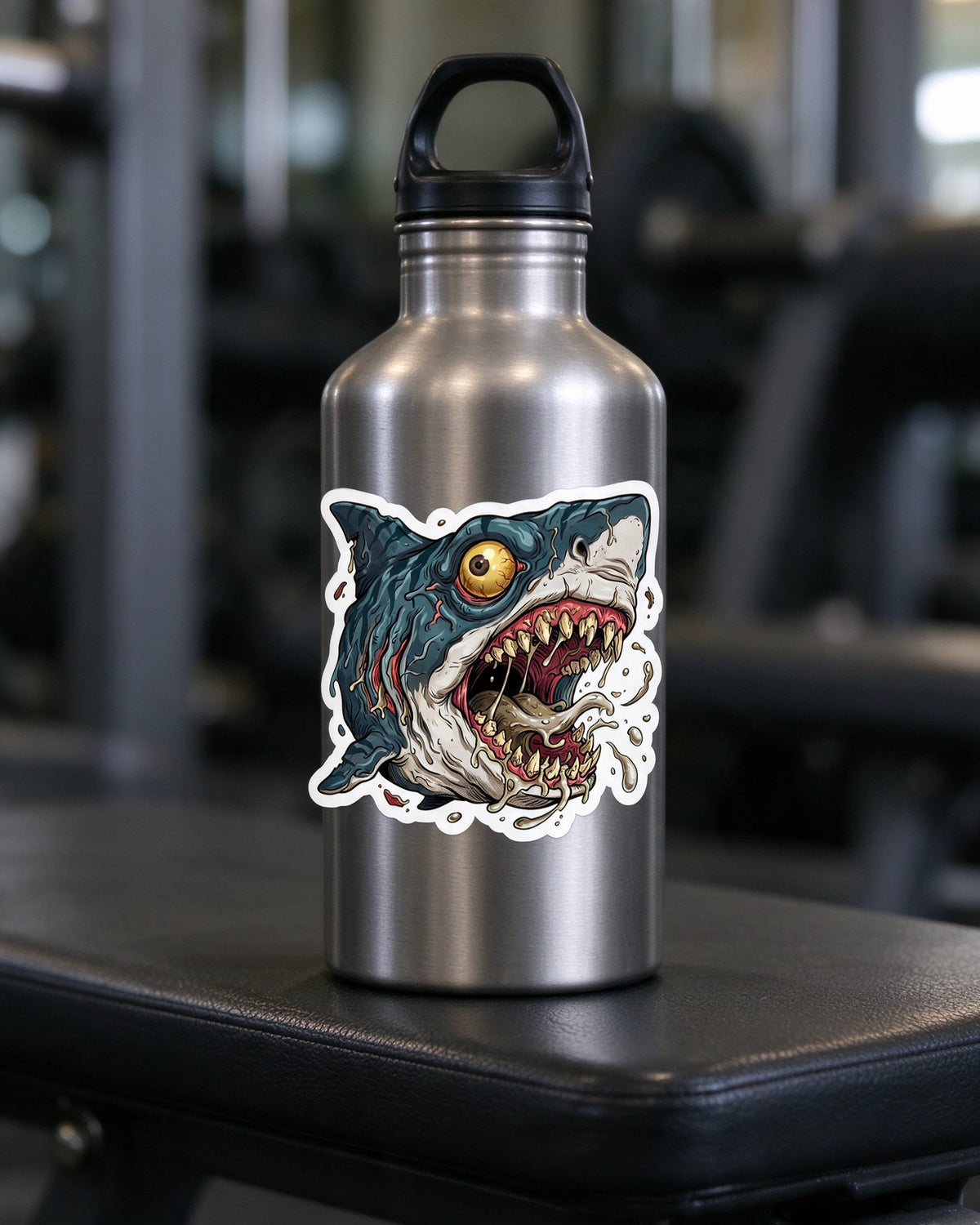 Psycho Shark Sticker in use — Urban Kong