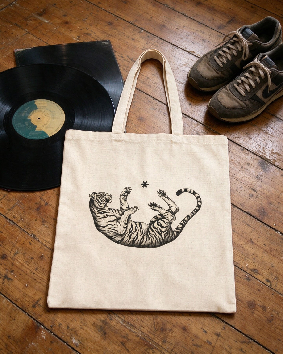 Falling Tiger Tote Bag still life — Urban Kong