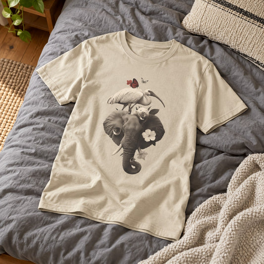 Strange Safari T-Shirt flat lay mockup — Urban Kong