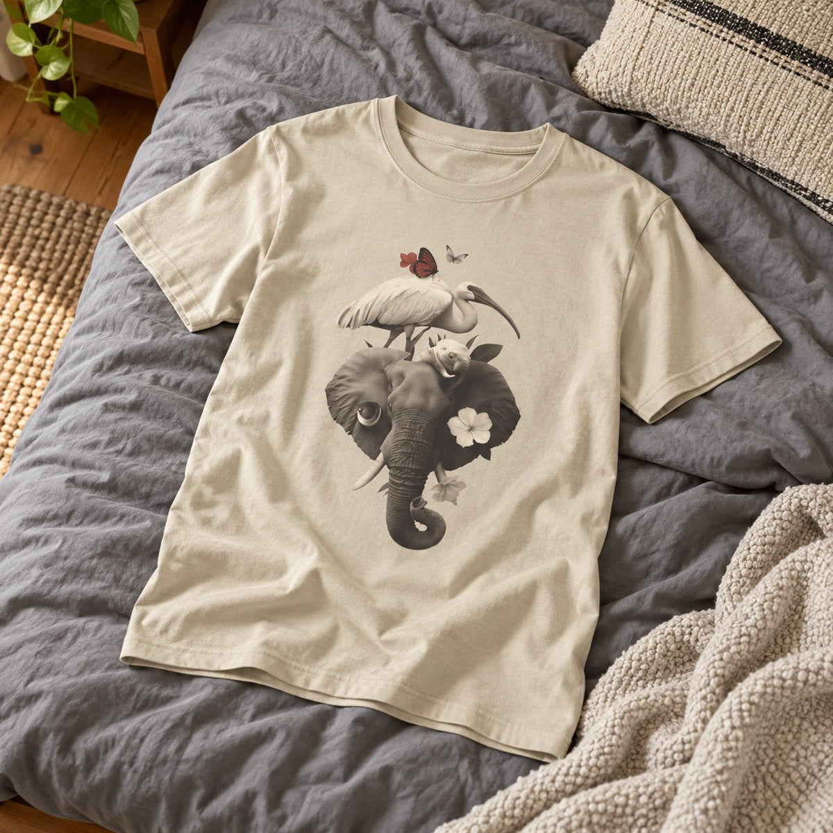 Strange Safari T-Shirt flat lay mockup — Urban Kong