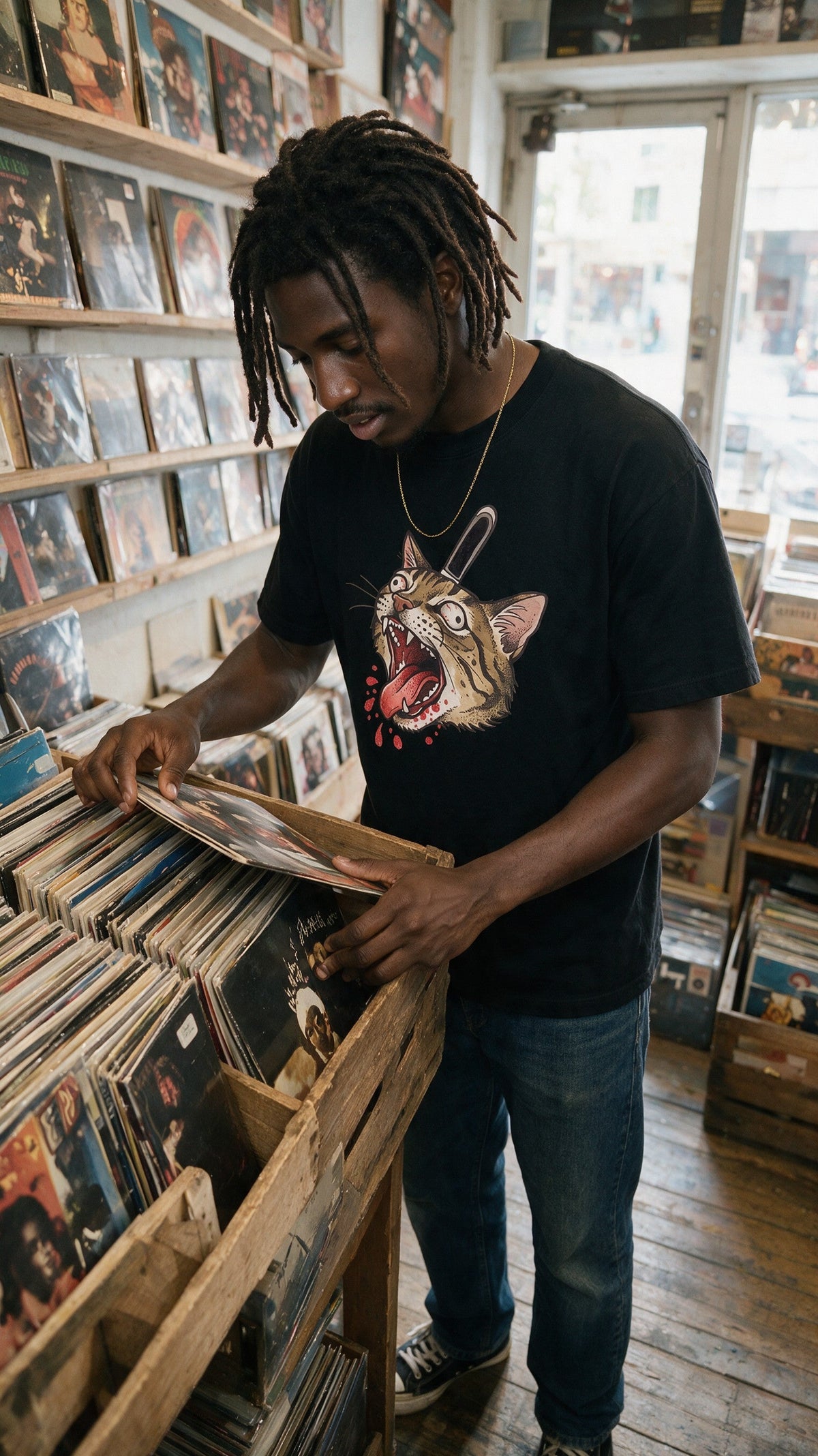 Feral Cat T-Shirt worn on the street — Urban Kong