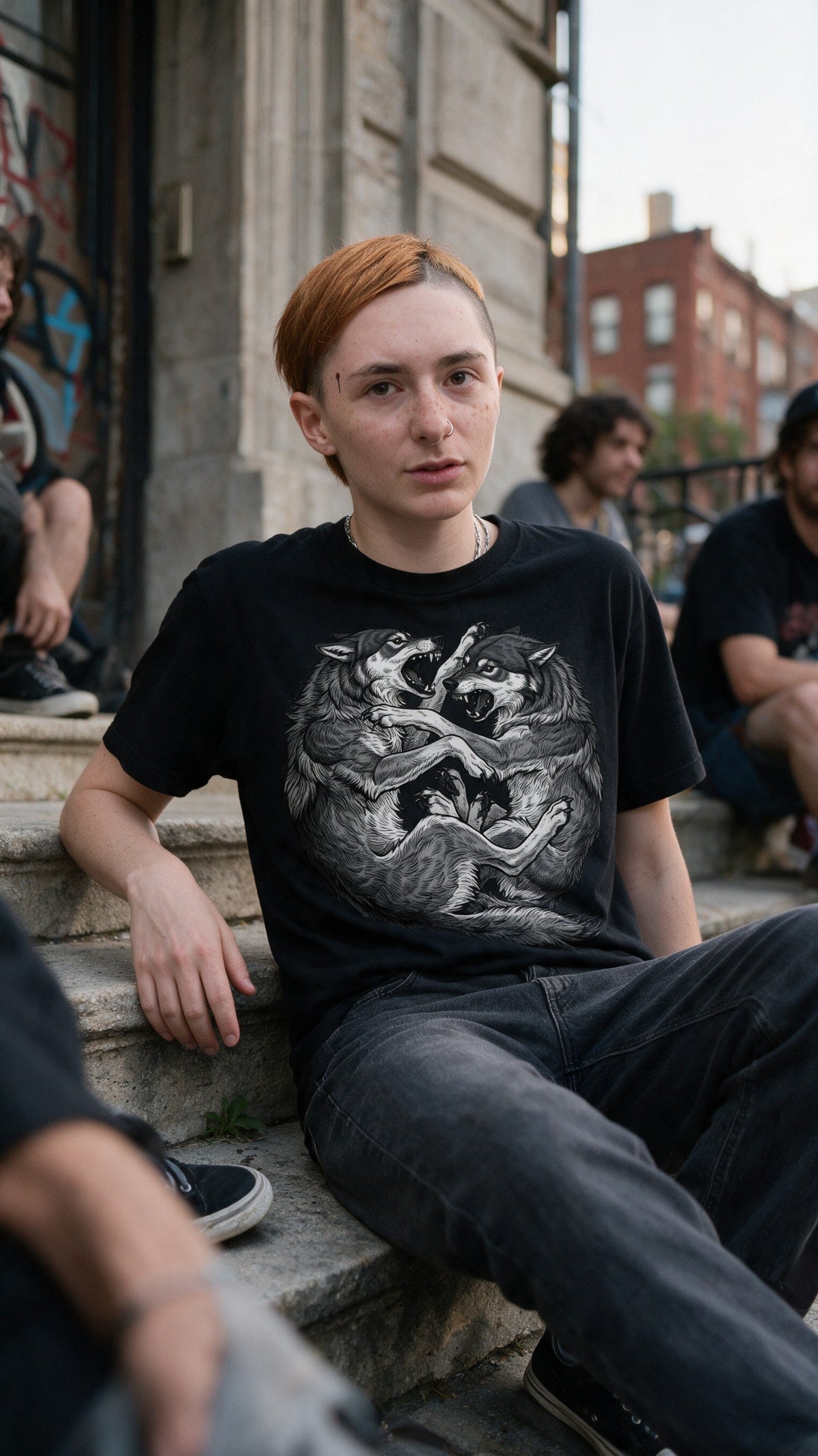 Wolf Fight T-Shirt worn on the street — Urban Kong