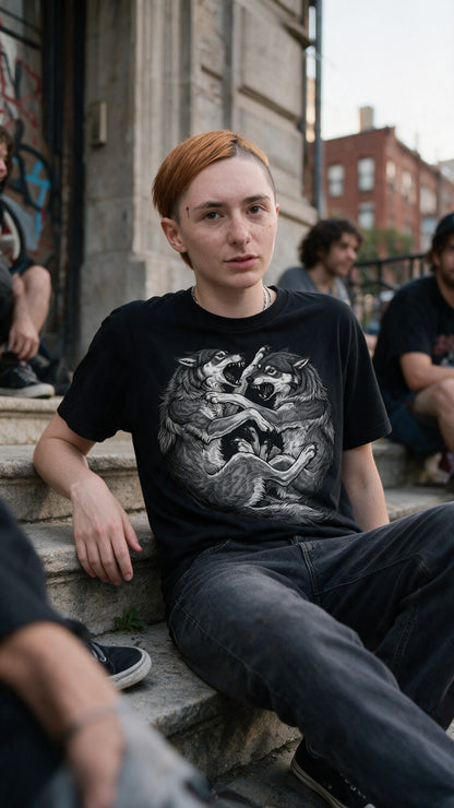 Wolf Fight T-Shirt worn on the street — Urban Kong