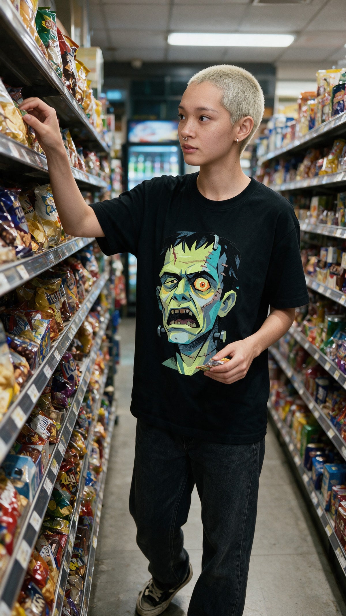 Bolt Head T-Shirt worn on the street — Urban Kong