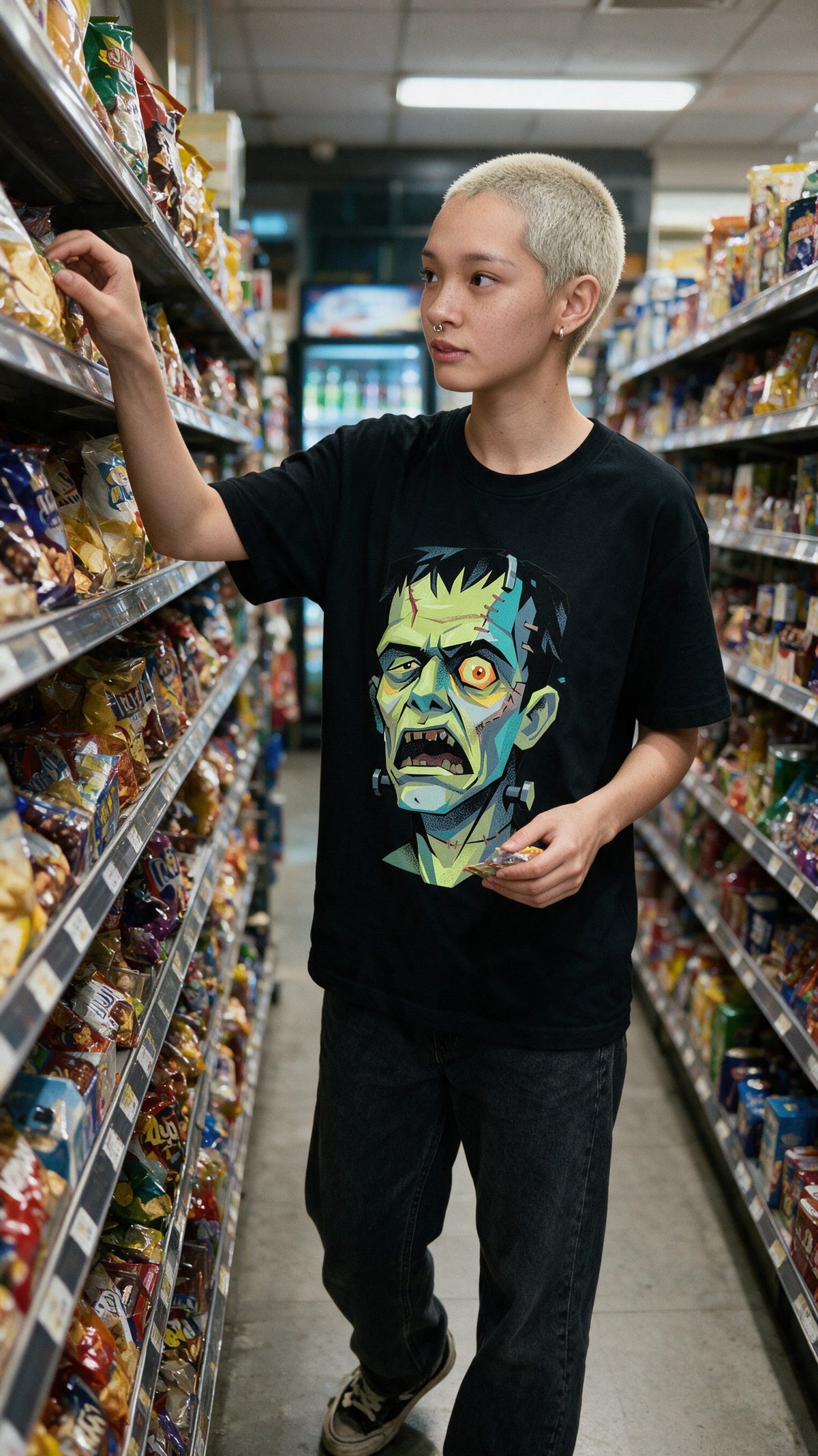 Bolt Head T-Shirt worn on the street — Urban Kong