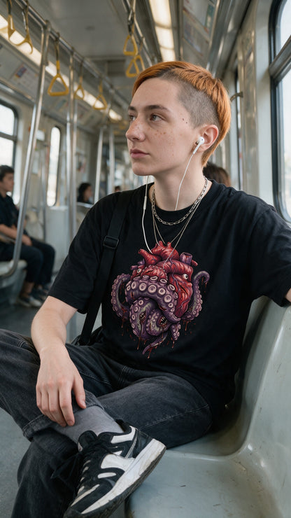Tentacle Heart T-Shirt worn on the street — Urban Kong