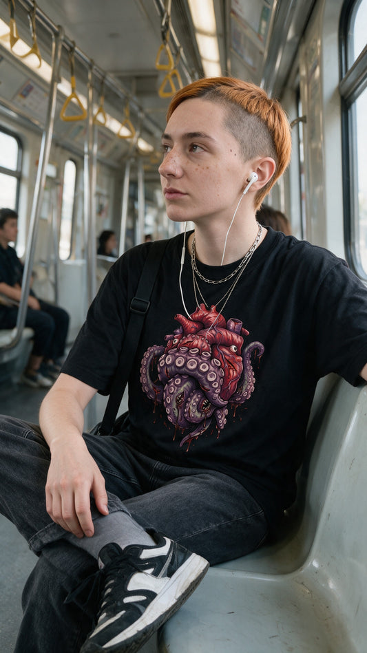 Tentacle Heart T-Shirt worn on the street — Urban Kong