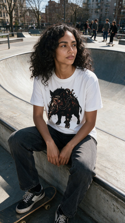 Horror Boar T-Shirt worn on the street — Urban Kong
