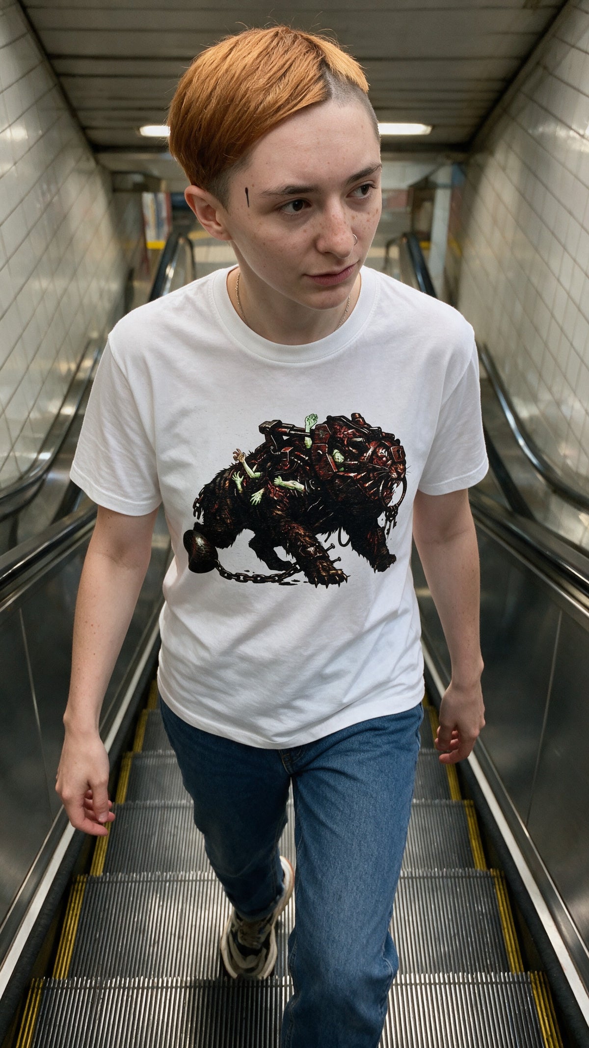 Horror Sabertooth T-Shirt worn on the street — Urban Kong