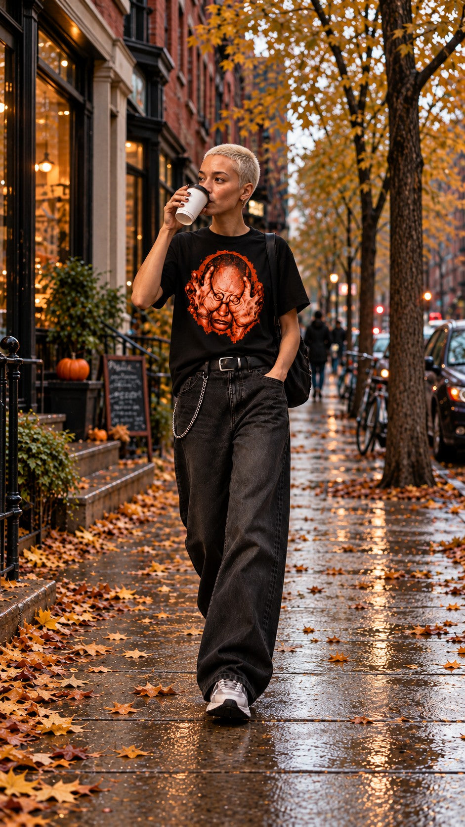 Orange Nightmares T-Shirt worn in the city — Urban Kong