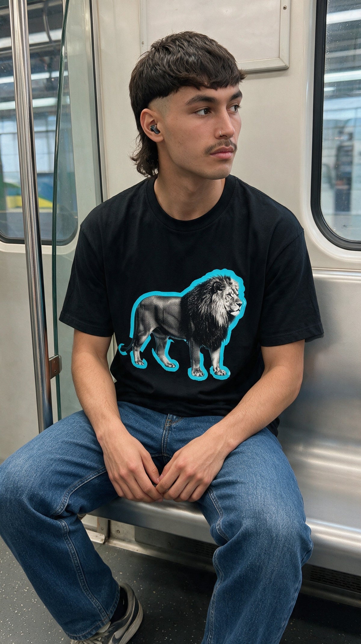 Glow Lion T-Shirt worn on the street — Urban Kong