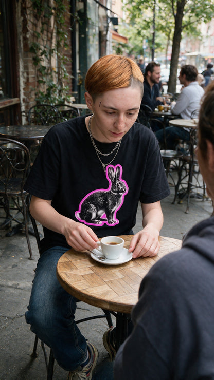 Glow Rabbit T-Shirt worn on the street — Urban Kong