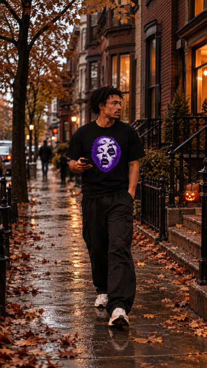 Purple Nightmares T-Shirt worn in the city — Urban Kong
