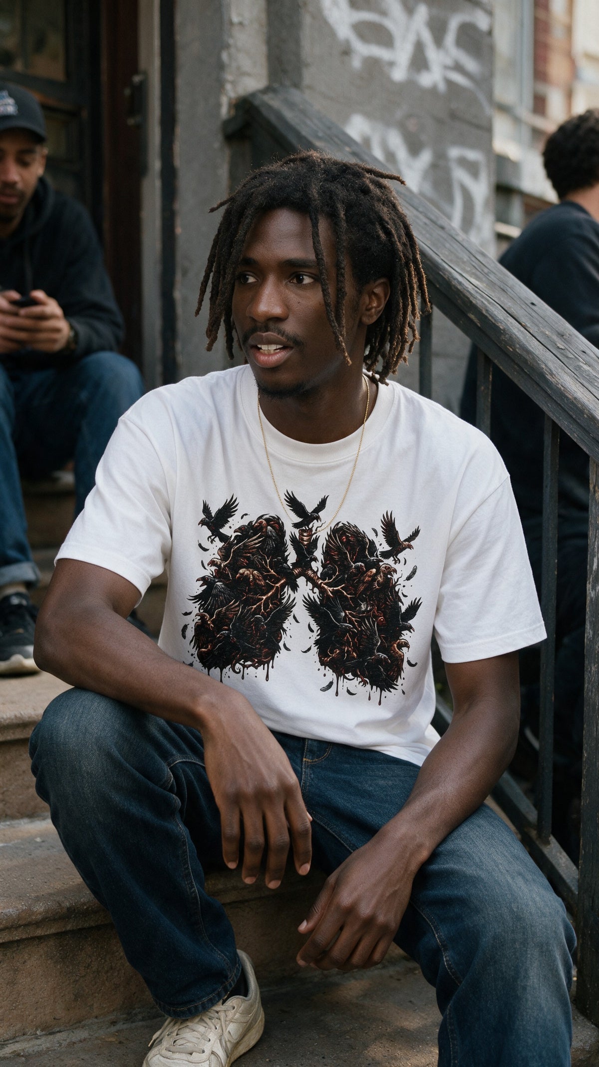 Raven Lungs T-Shirt worn on the street — Urban Kong