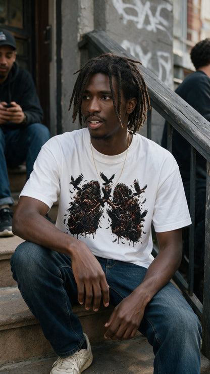 Raven Lungs T-Shirt worn on the street — Urban Kong