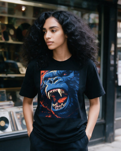 Untamed Power T-Shirt in Black worn on the street — Urban Kong