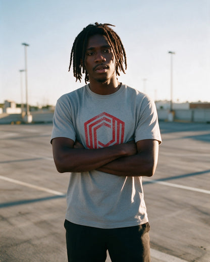 Urban Angles T-Shirt in Sport Grey worn on the street — Urban Kong