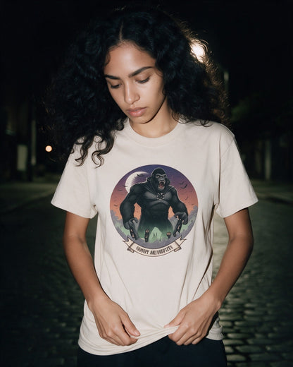 Urban Dracula-Kong T-Shirt in Sand worn on the street — Urban Kong