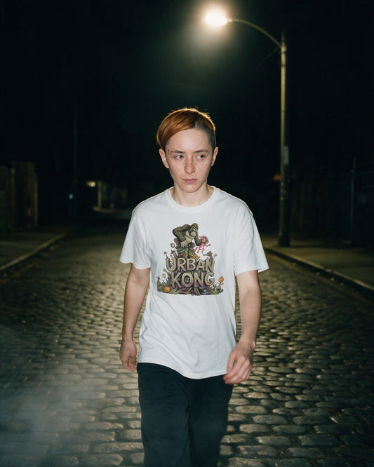 Urban Kong Zombie T-Shirt worn on the street — Urban Kong