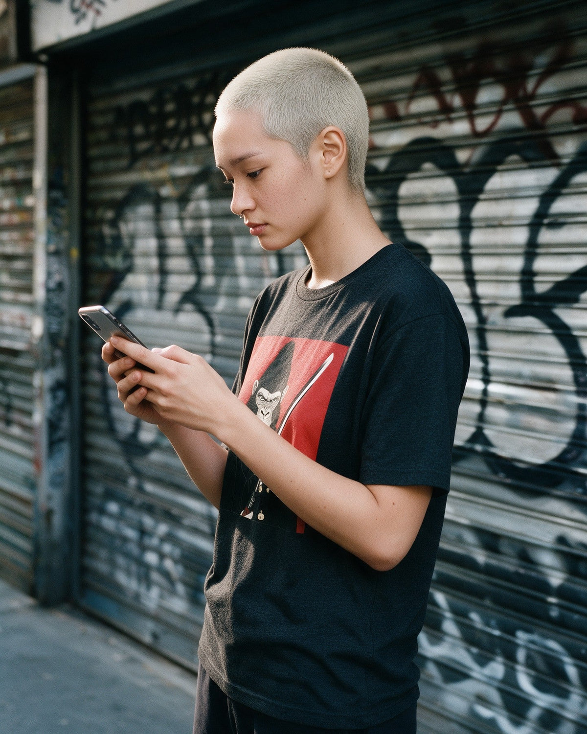 Way of Kong T-Shirt in Dark Heather worn on the street — Urban Kong