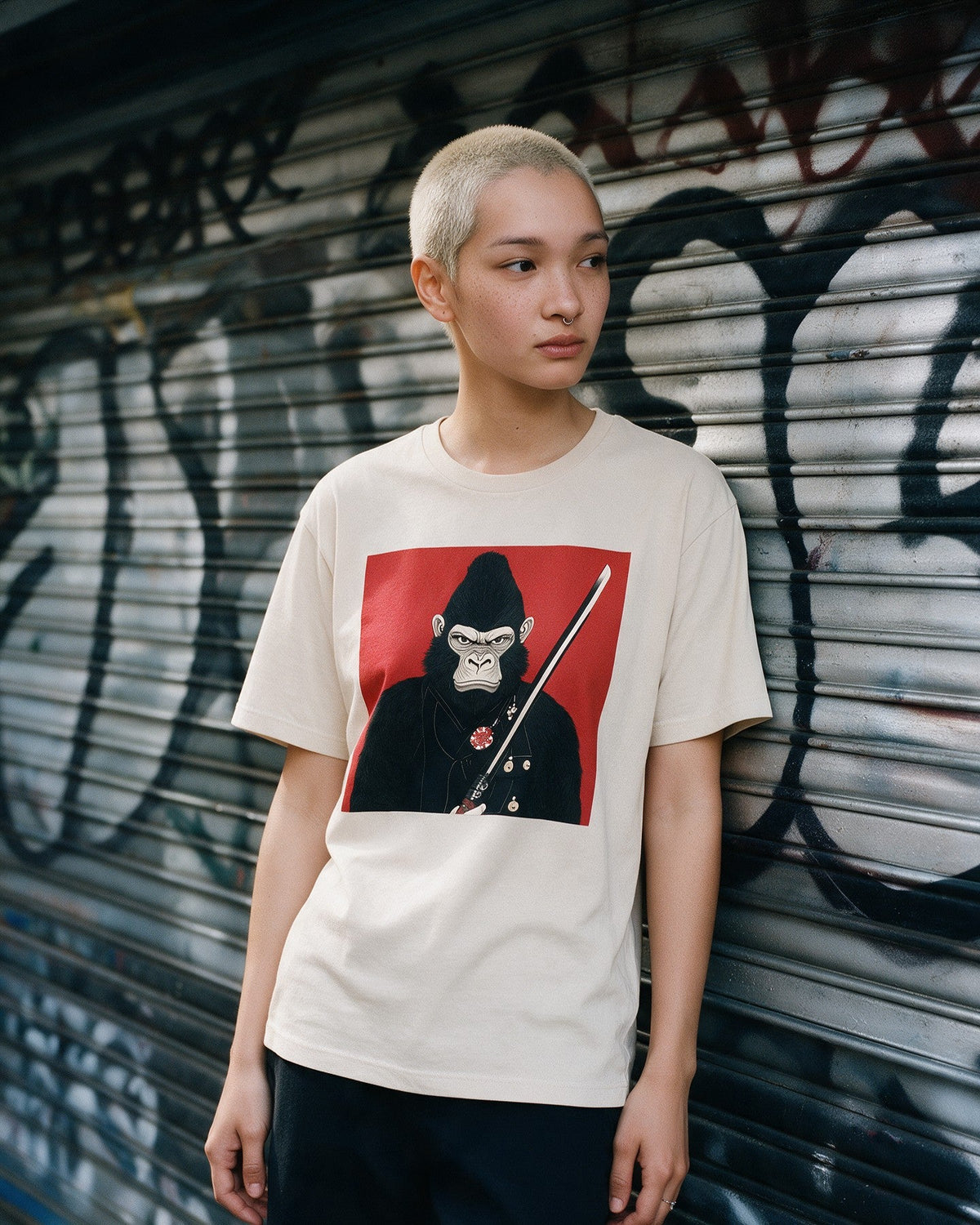 Way of Kong T-Shirt in Natural worn on the street — Urban Kong