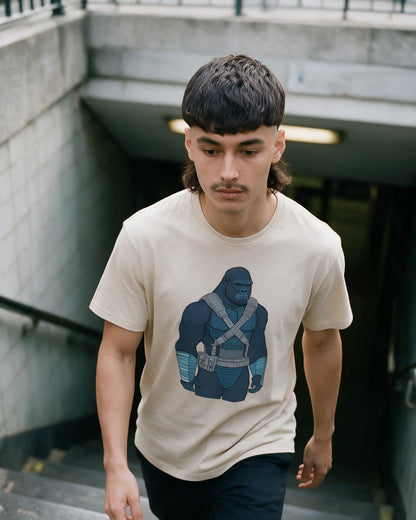 Galactic Kong T-Shirt in Sand worn on the street — Urban Kong